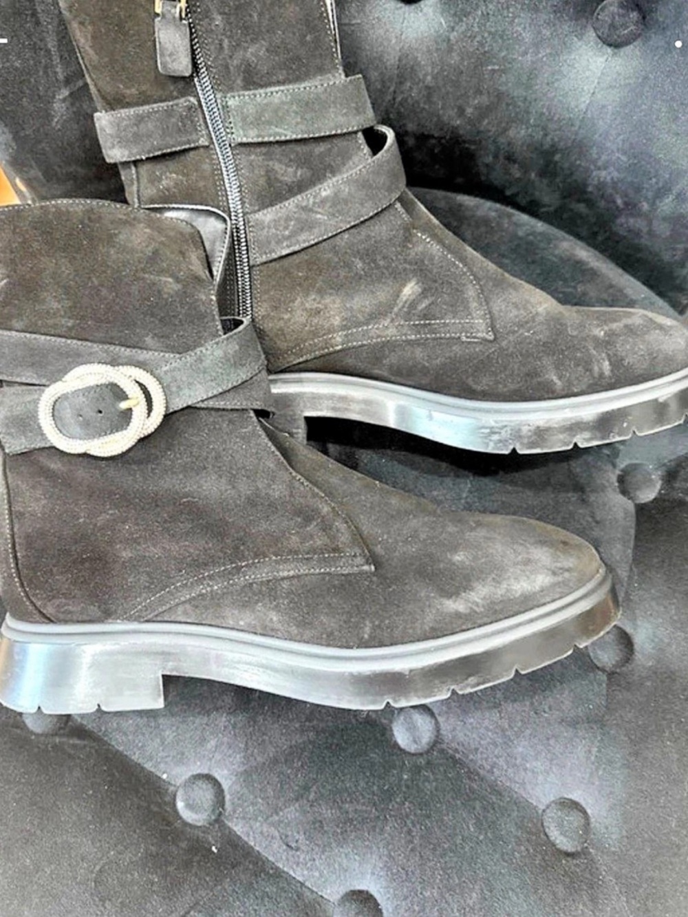 Stuart Weitzman Black Buckle Ankle Boots 7.5